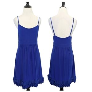 Express Stretchy Blue Sundress With Ruffled Hem - Size Small Womens Dress